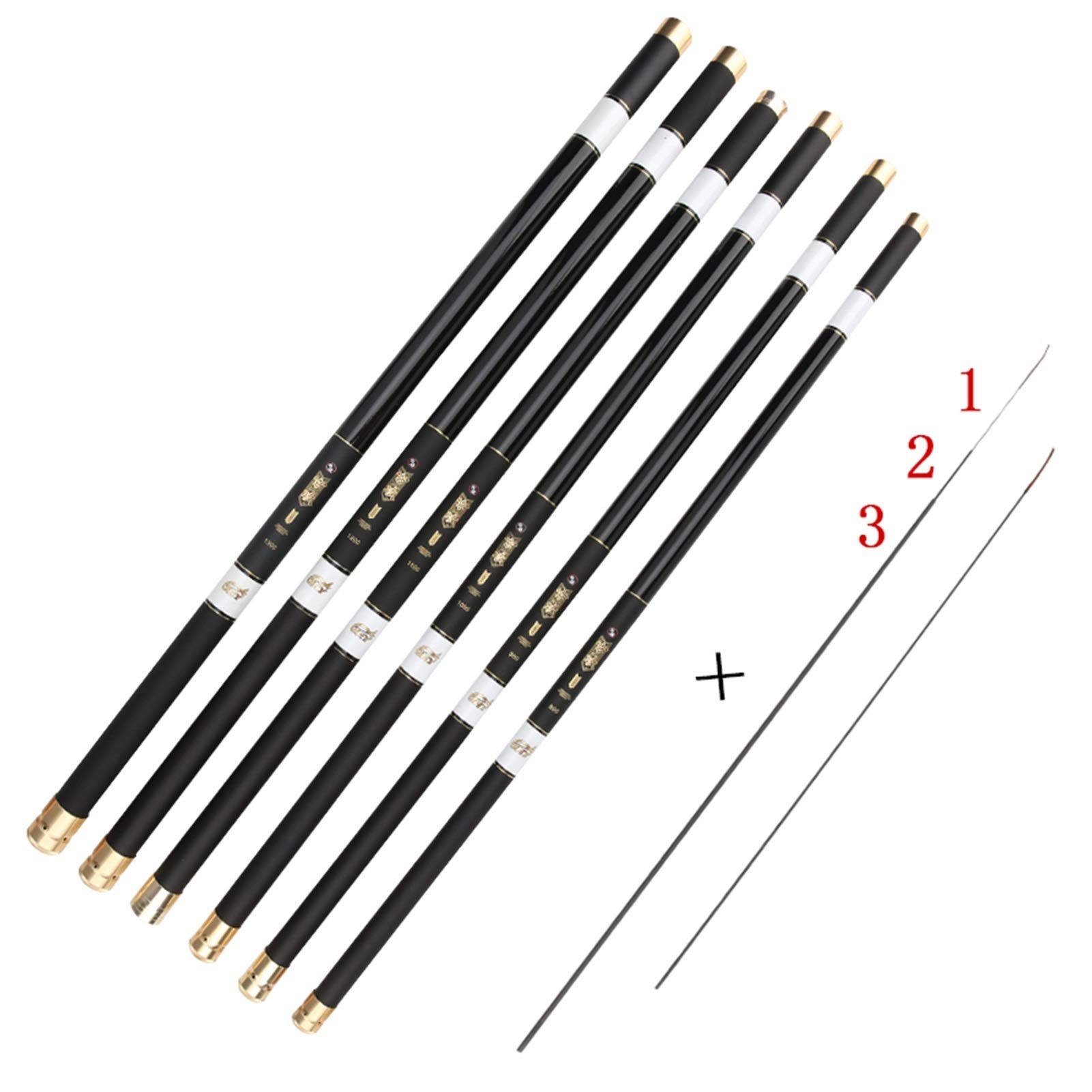 Extra Largo Alto Carbono 8 m 9 m 10 m 11 m 12 m 13 m Caña de Pescar Poste de Mano Ultra Duro Super Light Telescópico Punta de Repuesto (Color: Negro, Tamaño: 8 m)
