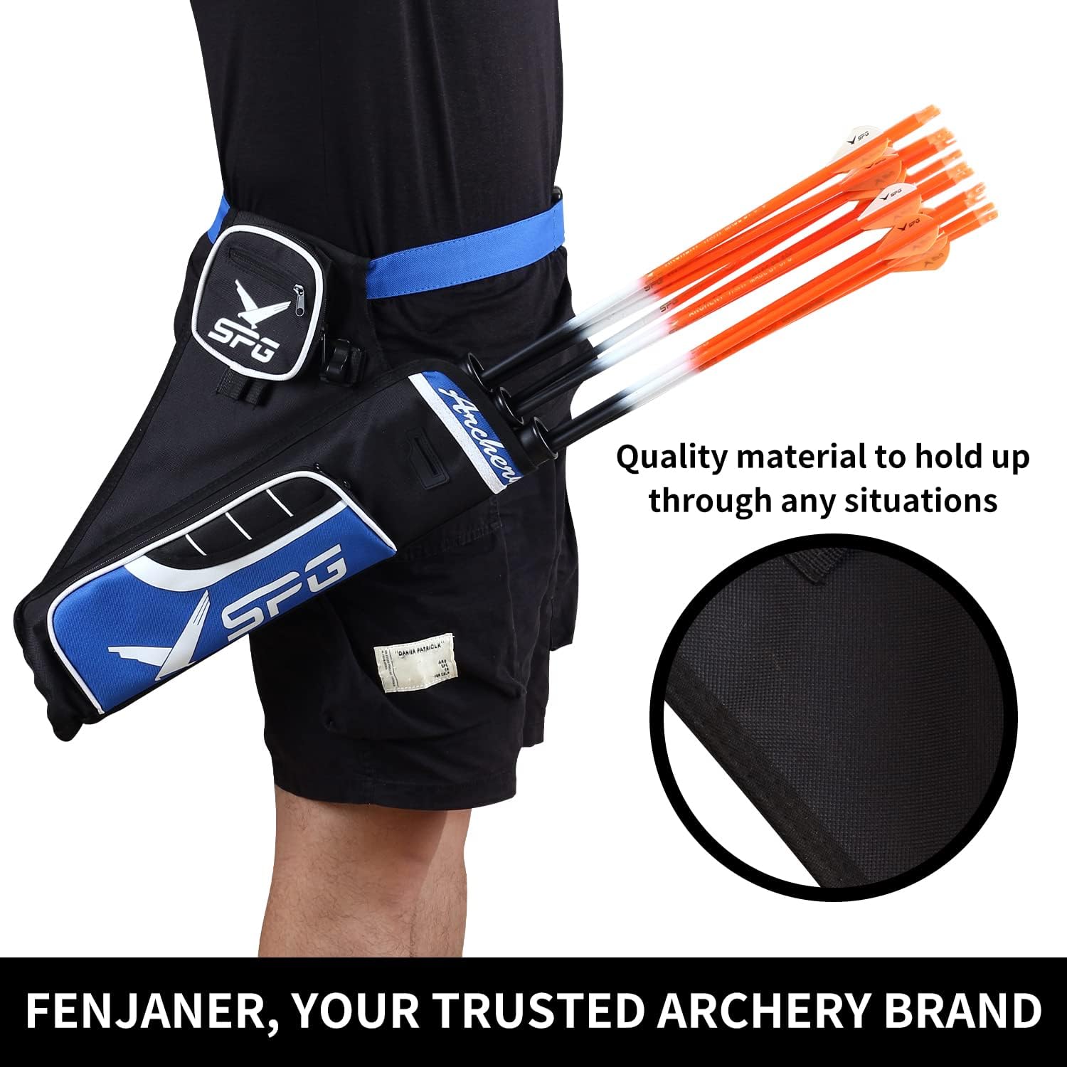 Archery Hip Quiver for Arrows-3 Tube Quiver Includes Tab and Release Pockets and Adjustable Nylon Belt for Bow Target Shooting