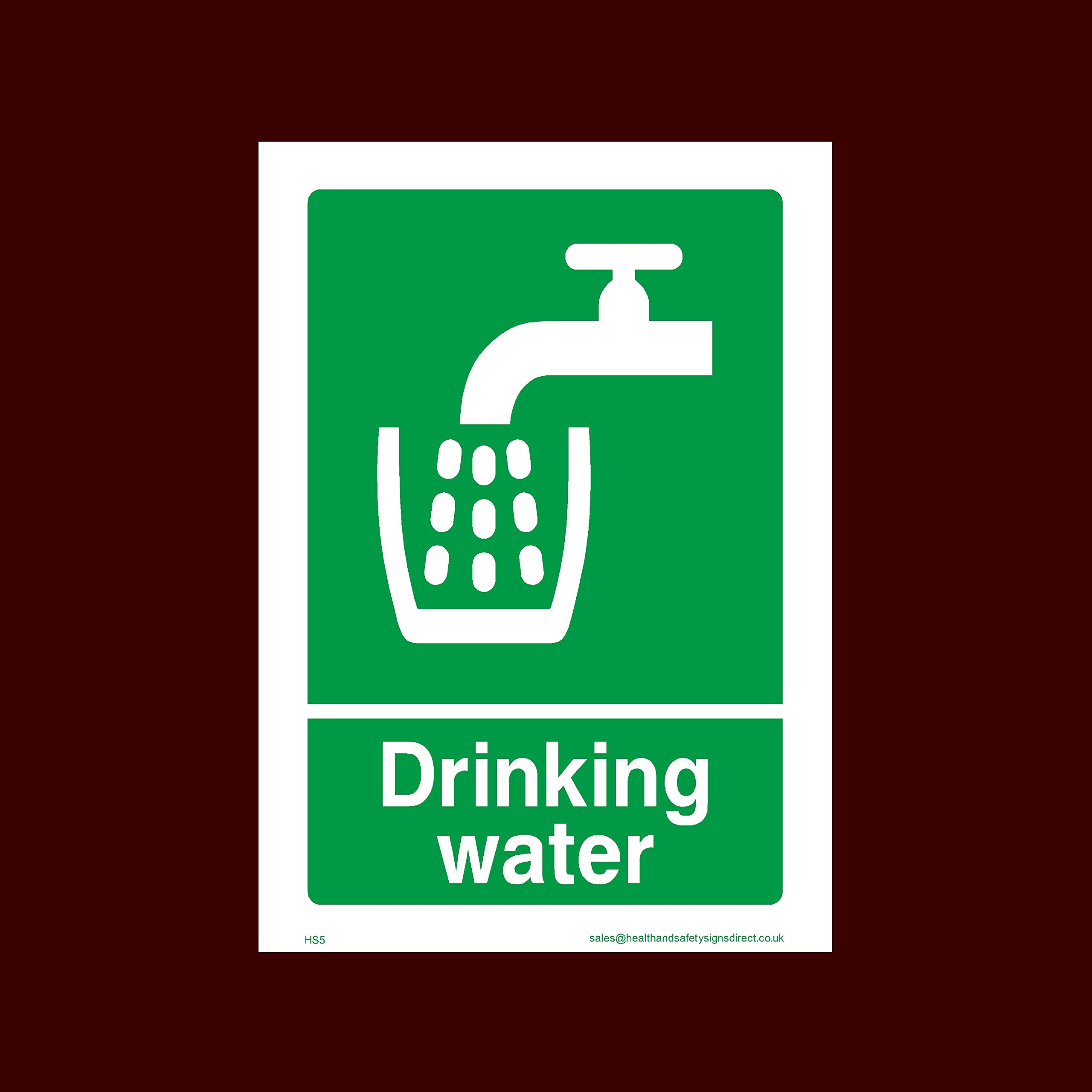 USSP&S Drinking Water Plastic Sign with 4 Pre-Drilled Holes (HS5) - Toilet, Water, Reception, Car Park, Slippery Floor
