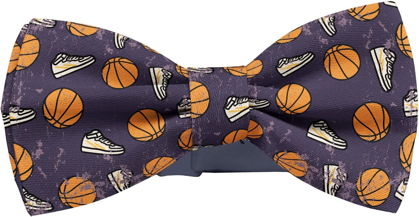 Adjustable Pre-tied bow tie for Men (Basketball Pattern) Elegant Cute Bowties for Dogs Cats Pets