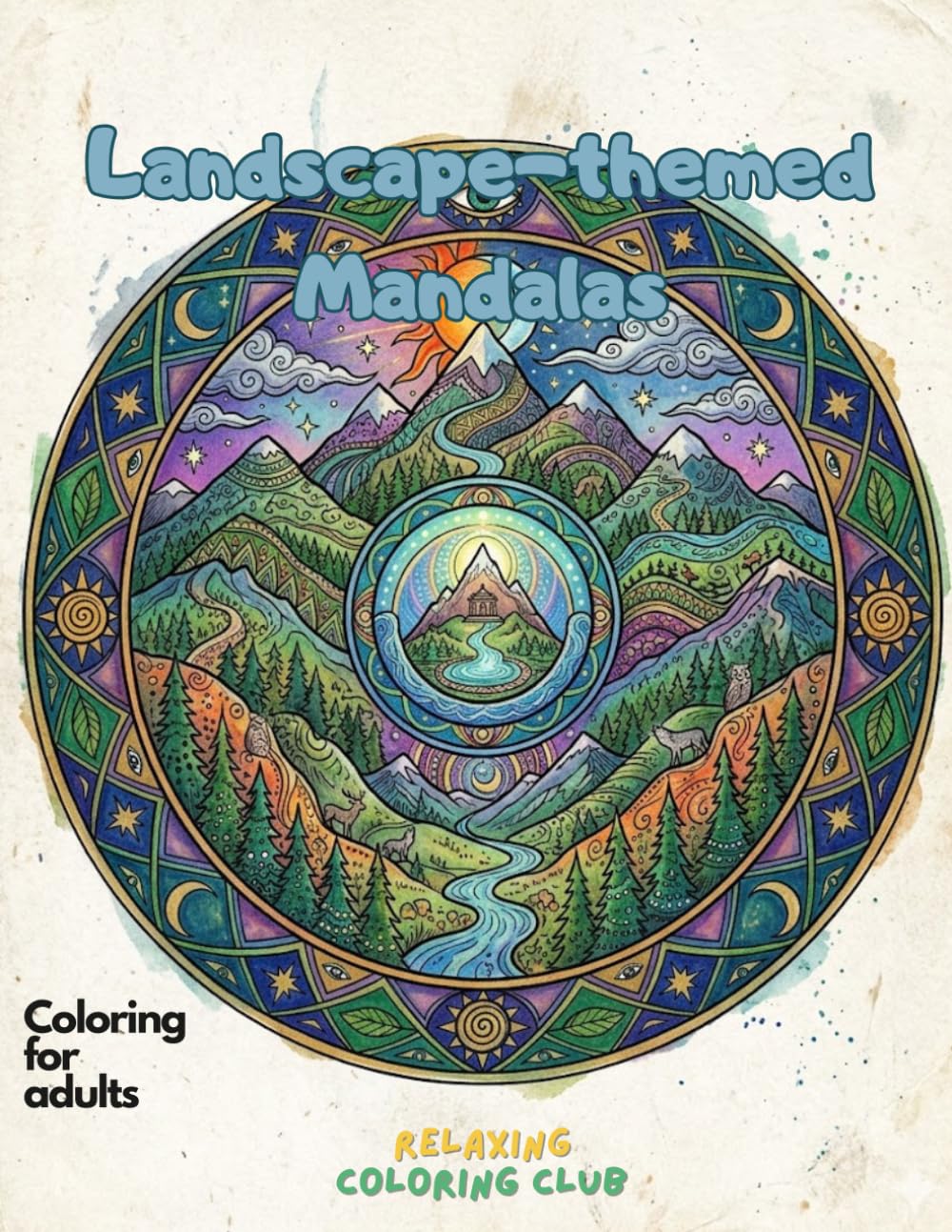 Landscape-Themed Mandalas Coloring Book For Adults: 40 Designs of Mandalas, Themed-Mandalas, Space, History, Landscape