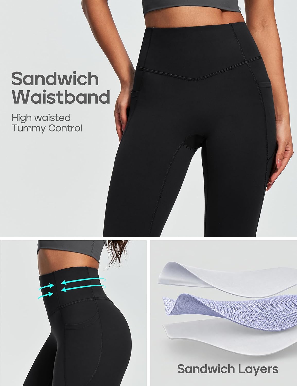 Compression Leggings with Pockets for Women Tummy Control Yoga Pants Women