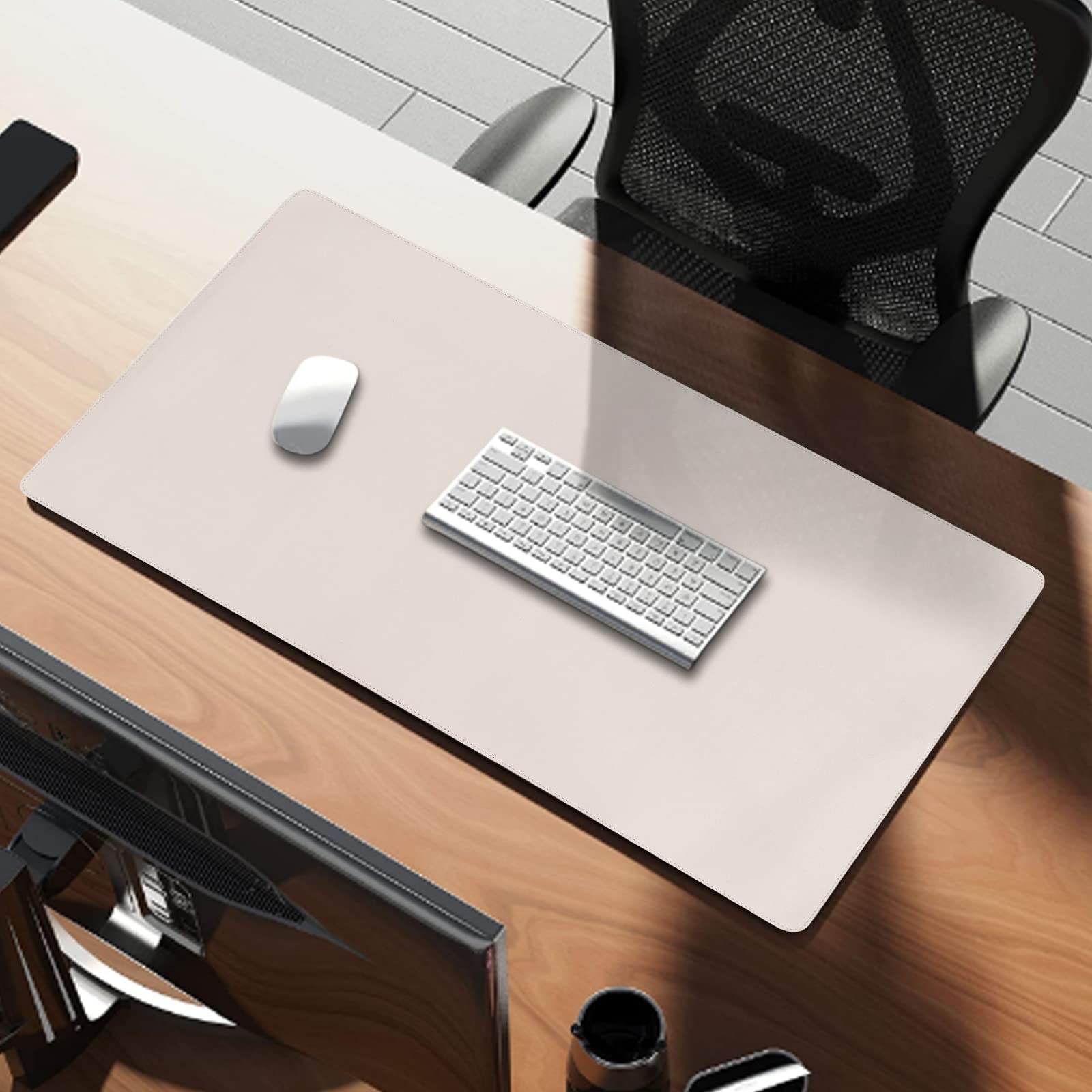 Tappetino da scrivania in pelle, grande protezione da scrivania per mouse, tastiera e laptop, antiscivolo, impermeabile, per casa e ufficio (rosa)