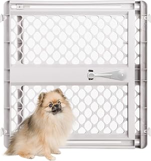 MyPet Universal Pet Gate by North States: 26-42in Wide 26in Tall Gray Dog Gate w/ Pressure & Swing Mount