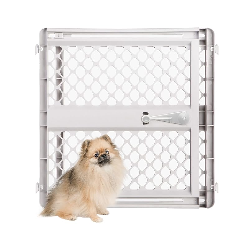 Portão para Cães e Gatos MYPET Universal de Plástico, Ajustável de 66 a 107 cm, Cinza