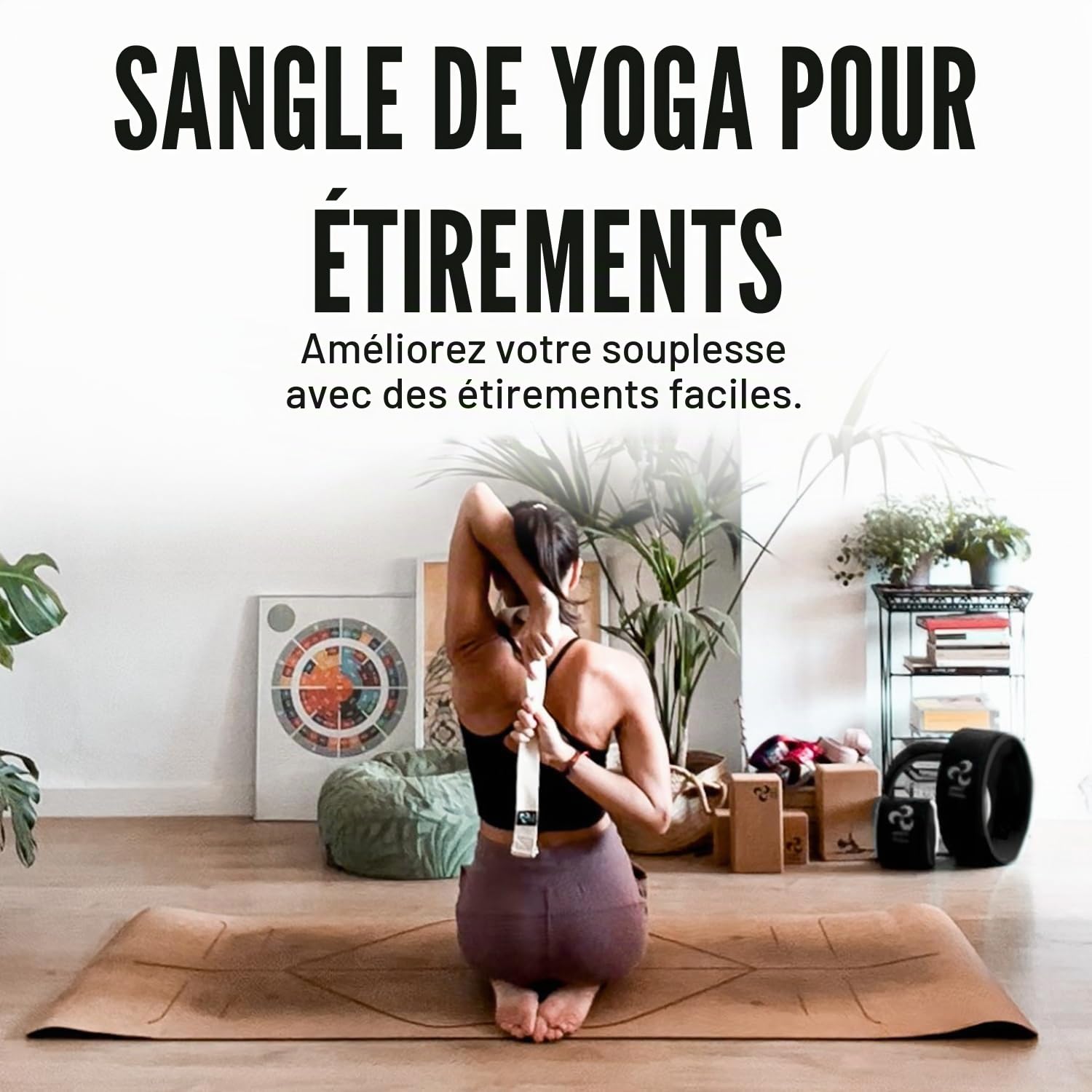 Roue de yoga extra large, mini roue de yoga – Kit de yoga adapté aux débutants. Rouleau dorsal plus confortable, stable et plus sûr. Améliore la posture, une meilleure mobilité. Exercice idéal à la