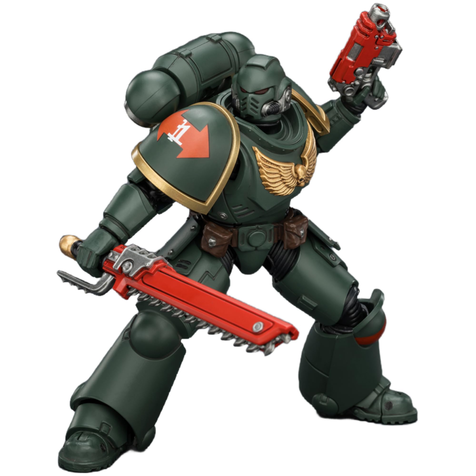 JOYTOY Warhammer 40k Dark Angels figurka 1/18 Dark Angels, wstawiennik z karabinem śrubowym, pistoletem śrubowym i mieczem łańcuchowym, prezenty kolekcjonerskie, zabawki dla dzieci w wieku 15+ i