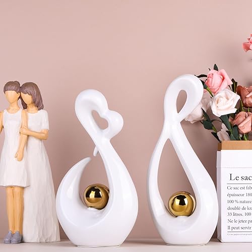 Miniatura 6 de Estatua de cerámica blanca para decoración del hogar, decoración de mesa para sala de estar, dormitorio, oficina, centro de mesa, decoración de mesa