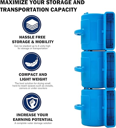 Miniatura 4 de MOUNTO 14hp 1000CFM 2 velocidades de aire Mover alfombra secador ventilador ventilador de piso (azul)
