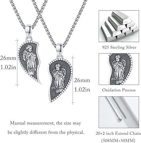 Vista 655 de Collar con colgante de plata de ley 925 con medalla de San Patrón, joyería religiosa para hombres y mujeres, con cadena de acero inoxidable 316L