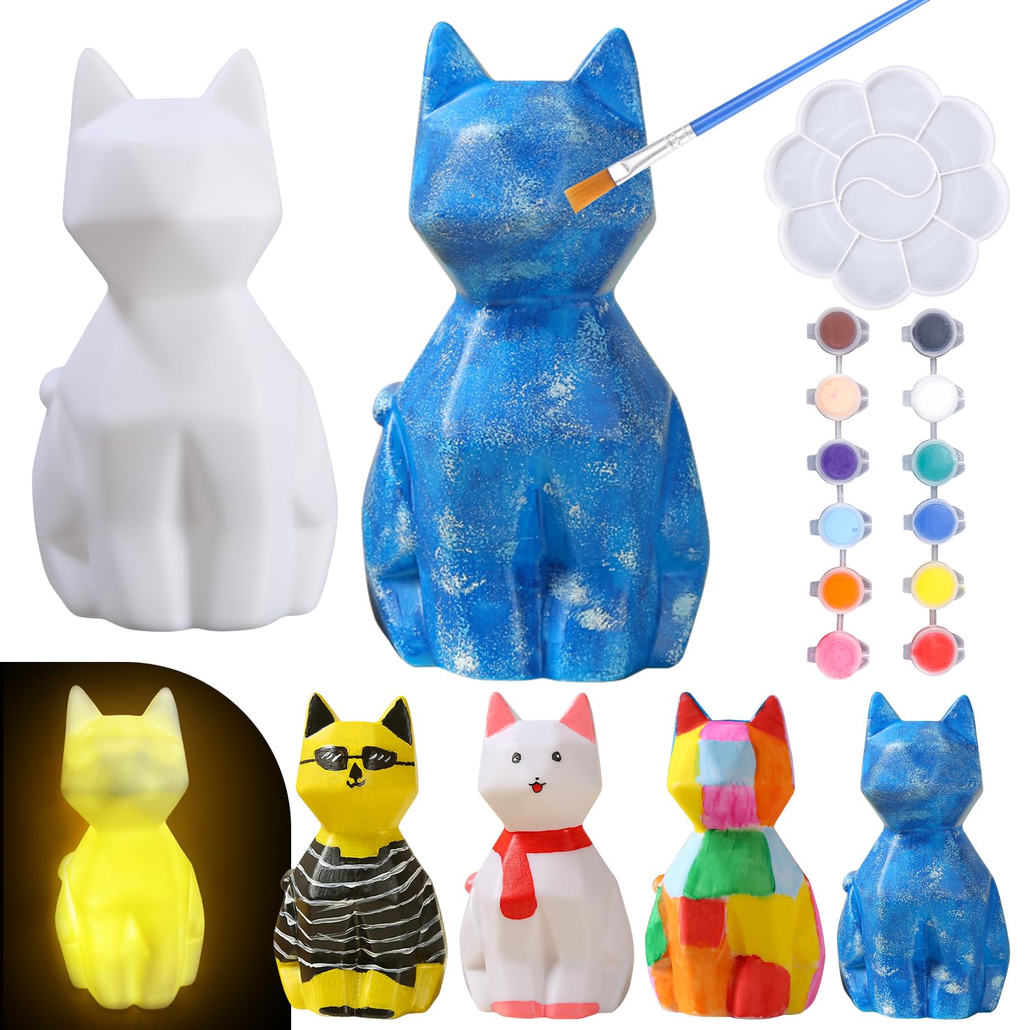 SinLaw 3D Kit de Pintura Lámpara, Set de Pintura de Gatos Ligero, Regalo para Niñas 6 7 8 9 10 12 Años, Set de Arte Creativo, Juguetes de Dibujo para Cumpleaños de Niños