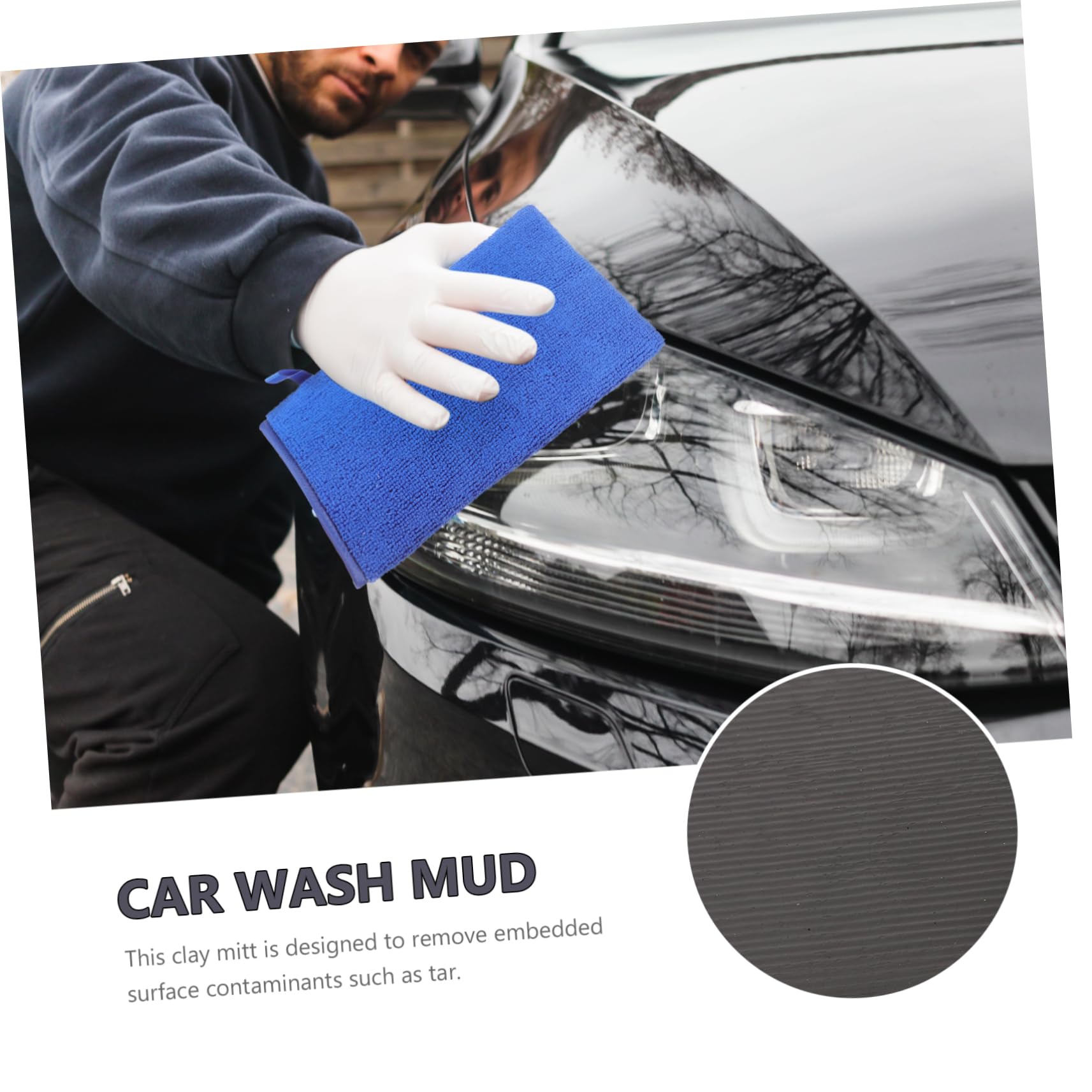 ULTECHNOVO 3piezas Guante Vado De Arcilla para Automóviles Manopla De Limpieza Reutilizable Toalla De Microfibra para Detailing y Pulido Elimina Contaminantes Pintura Azul