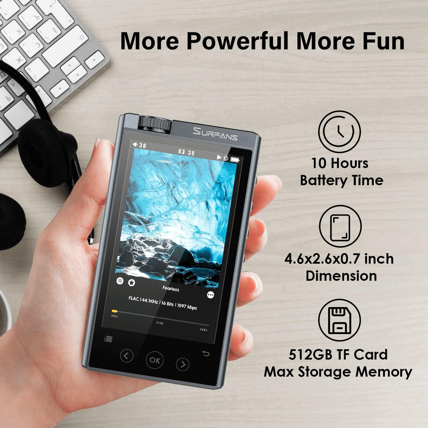 F35 High Resolution Music Player, 4.0 inches HiFi Mp3 Player, Lossless DSD Hi Res Digital Audio Player with 32GB Memory Card, Support up to 512GB