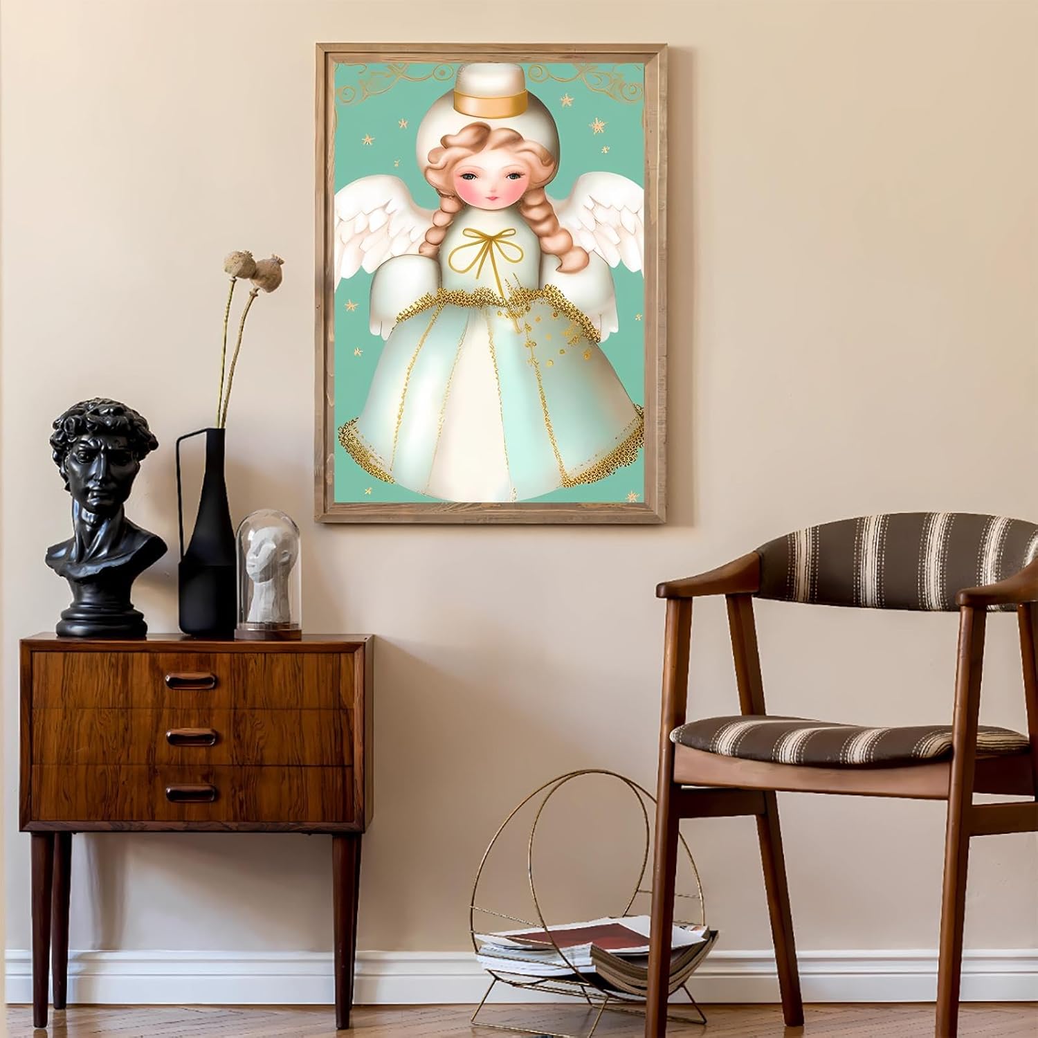 Gabbana Beautiful Feather Fairy Diamond Painting, 5D DIY Full Round Diamond Cross Stitch Kit for Adults, Fairy Classic Diamond Art Holidays Gift 20x24 Inch