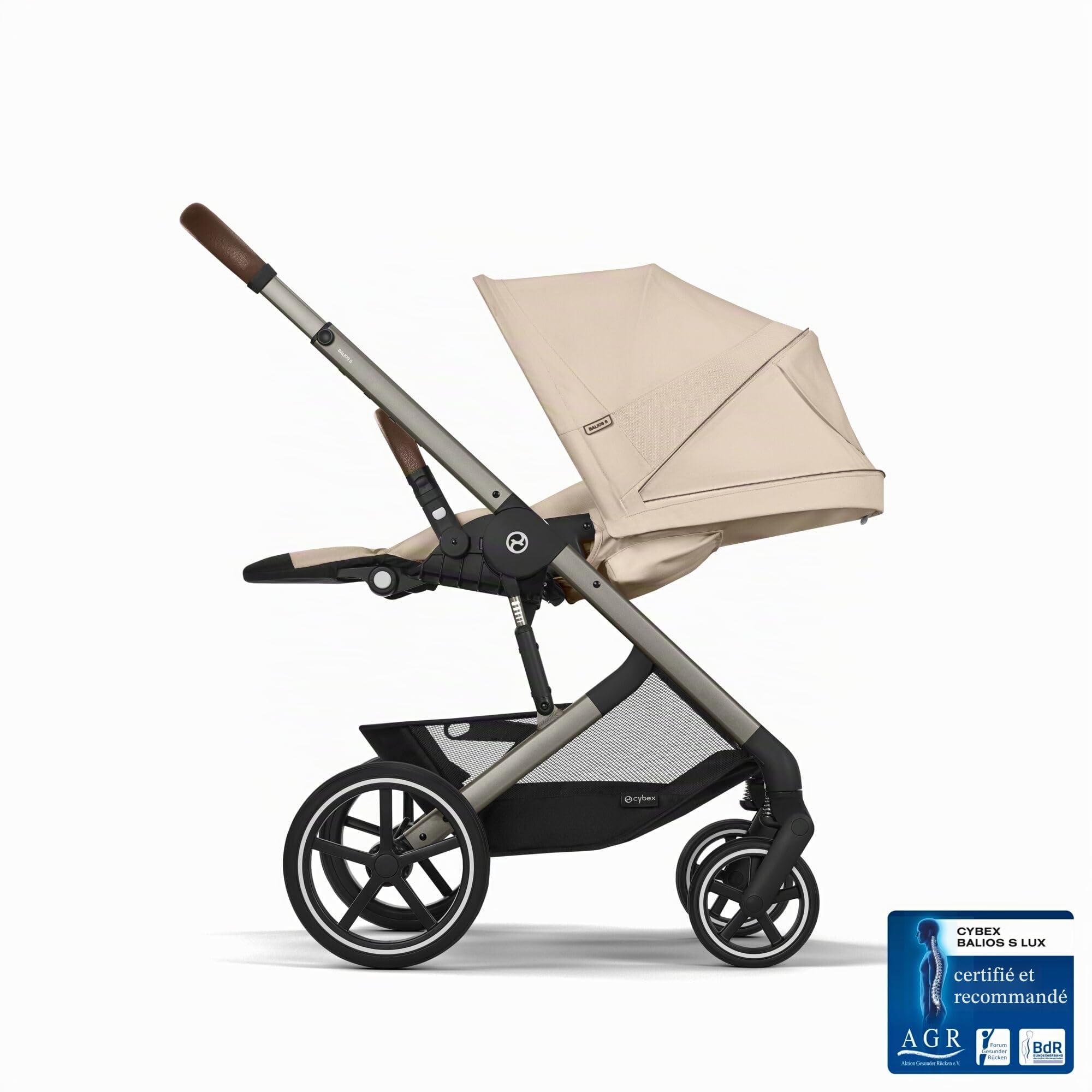 CYBEX Gold Poussette Balios S Lux, Position Allongée Ergonomique, Système de Ceinture à Une Main, De la Naissance à 22 kg (Environ 4 Ans), Almond Beige