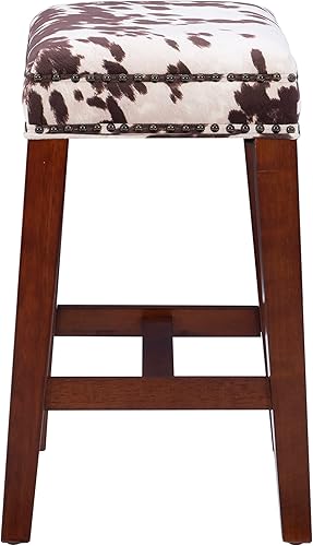Miniatura 7 de Taburete de mostrador sin espalda con estampado de vaca marrón Harlow Linon Estampado de vaca café.,negro, (Black Cow Print),Gris