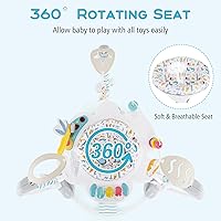 Vista 4 de INFANS Centro de actividades para bebés, centro de juego 3 en 1 con música, luces, juguetes interactivos, asiento giratorio de 360°, 3 alturas Azul