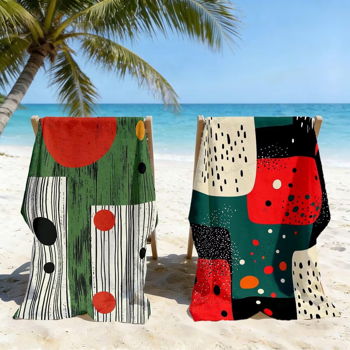 Toalla Playa 90x180 cm, Toalla Gimnasio Microfibra Secado Rapido, Juego de 2 Antiarena Toallas de Playa, Ligera Compacta Toallas Microfibra Grande para Viaje, Regalo Hombre Mujer (Abstracto) -4547