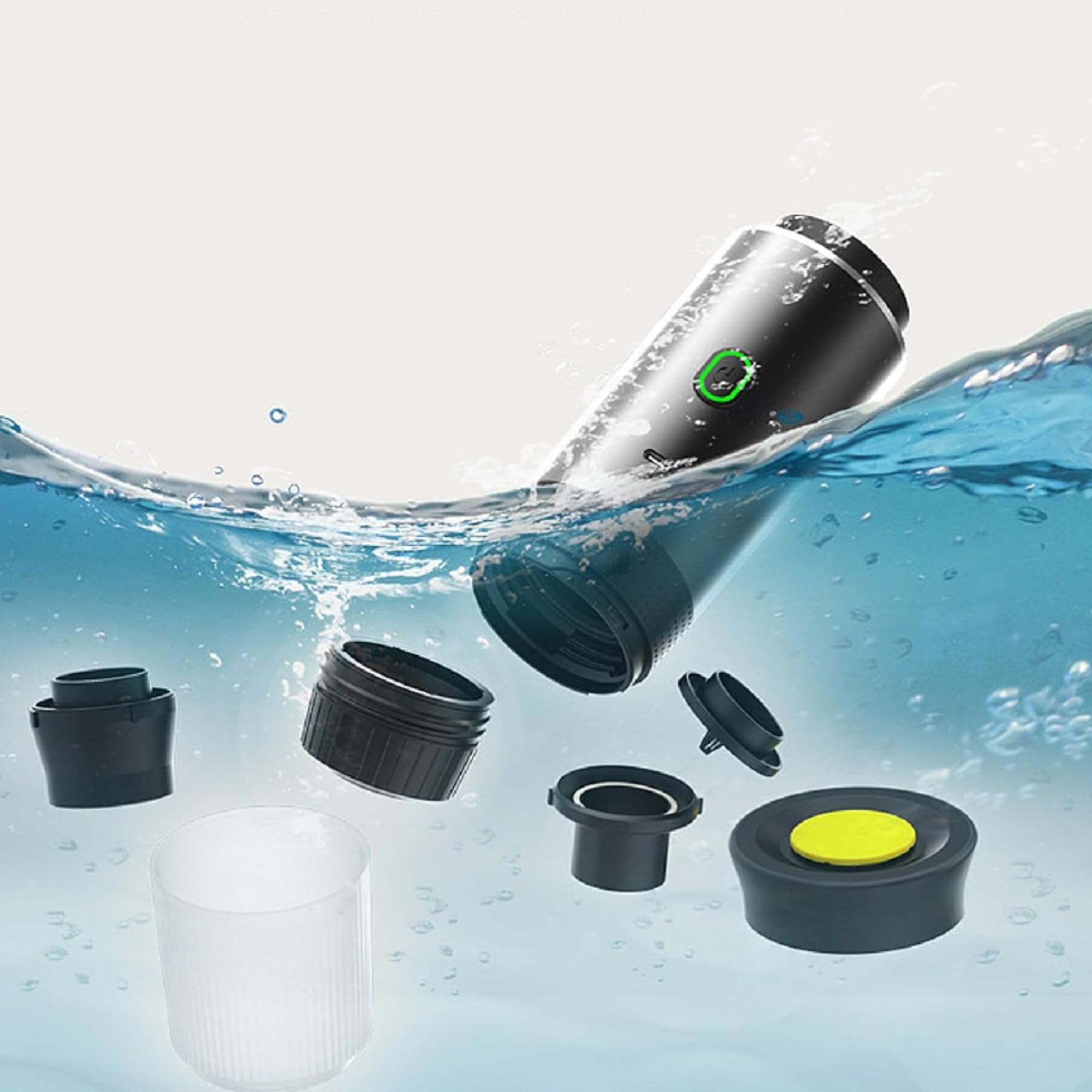 Espressna - Máquina de café expreso portátil 3 en 1 - Compatible con cápsulas Nespresso, Dolce Gusto y Café Picado, 20 Bar, Autocalentador, USB-C, 8,5 × 24,5 cm