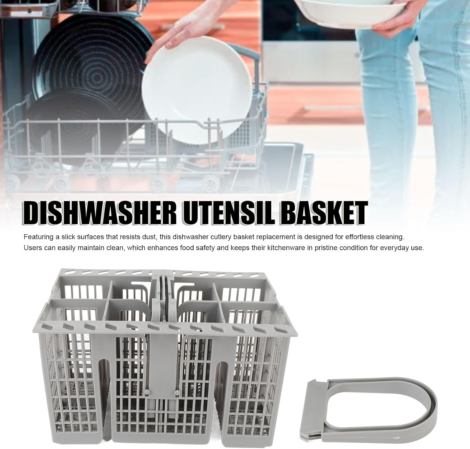 Dishwasher Silverware Basket, Universal Dishwasher Cutlery Basket, Replacement Silverware Utensil Basket for Knife, Fork, Dishwasher Accessories, 8.15 x 6.3 x 8.86 Inches