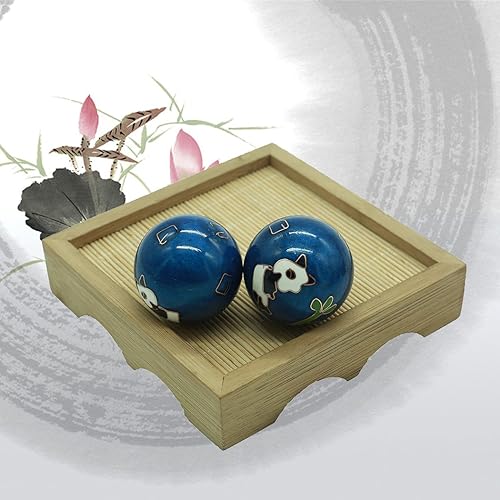 Miniatura 8 de BRABUD - Bolas de mano de salud de 1.5 pulgadas, diseño de panda tallado, Cloisonne, para ejercicio, colección artesanal BS155 (S, azul)