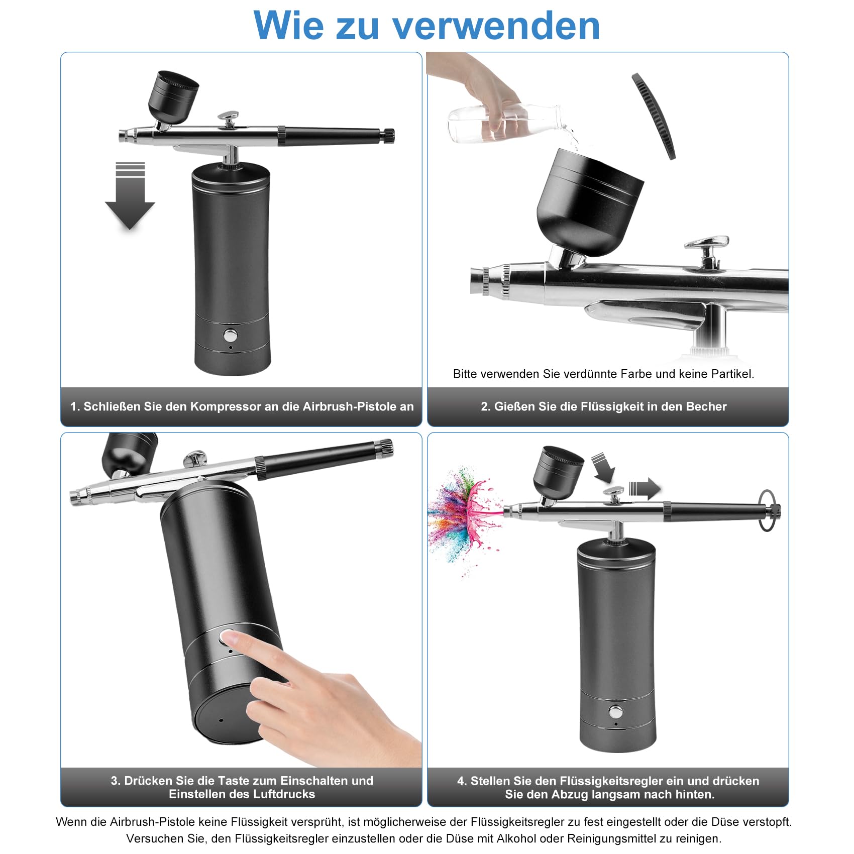Daakro Wireless Airbrush Set with Air Compressor, Portable Handheld Cordless Mini Rechargeable Air Brush for Makeup, Cake Decoration, Nail Art, Tattoos, and Face Painting