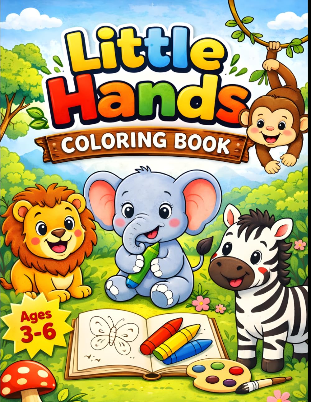 Little Hands Animal Coloring Book: Easy and Cute Animals to Color for Toddlers and Preschoolers