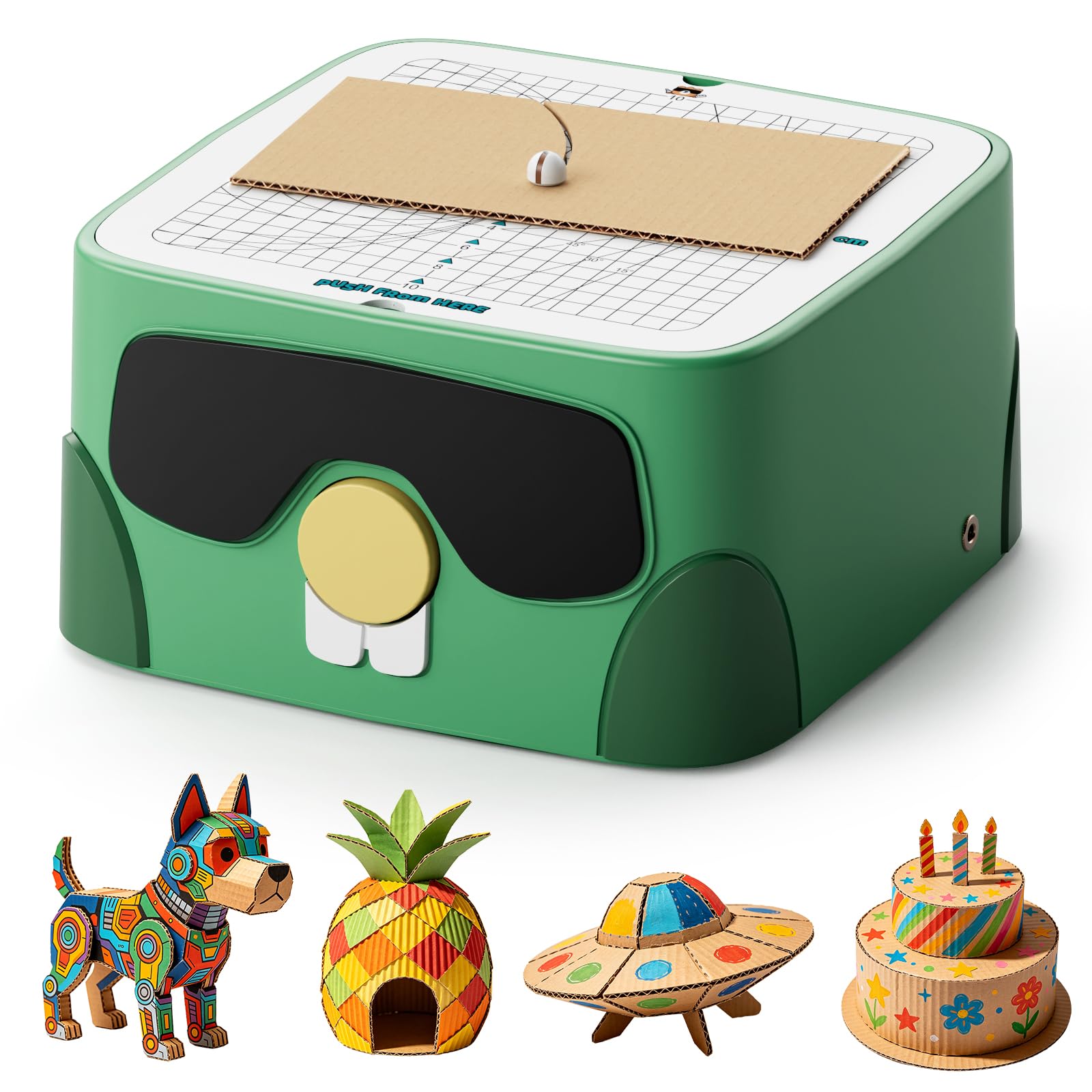 BEAVERBOT Kids Cardboard Cutter Tool - Safe DIY Construction Kit for Children Ages 3+, Educational STEM Craft Toy for Boys &amp; Girls, Creative Art and Building Project Set, Green