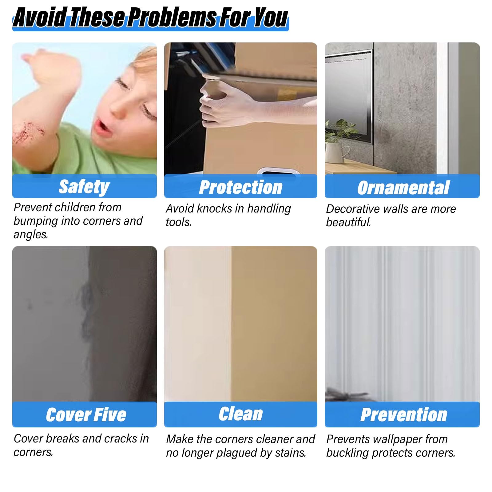 Perfil lleno plano Aluminio Esquinero De Pared De Aleación De Aluminio, Paquete De 2, Protector De Esquinas De Revestimiento Metálico Protector De Esquinas Para Casas Oficinas Escuelas Protección ( Co