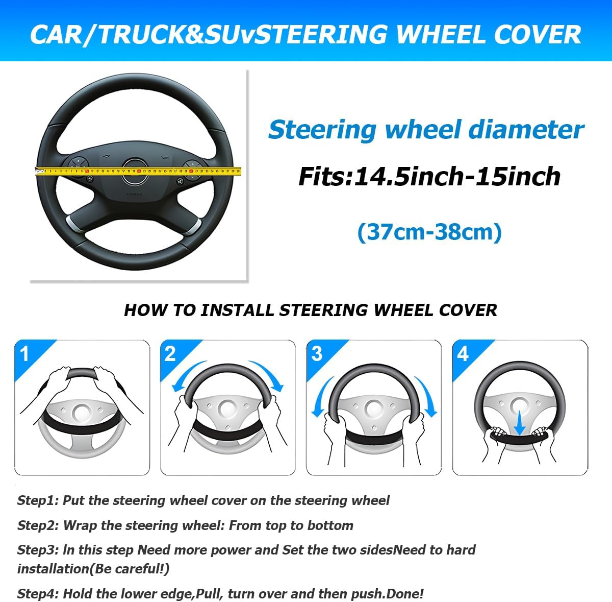 Car Steering Wheel Cover, 15 Inch Elastic Breathable Leather Vehicle Steer Wheels Protector, Anti-Slip Automotive Interior Protection Accessories for Men Women, Universal Fit (Mint Green) - Image 2