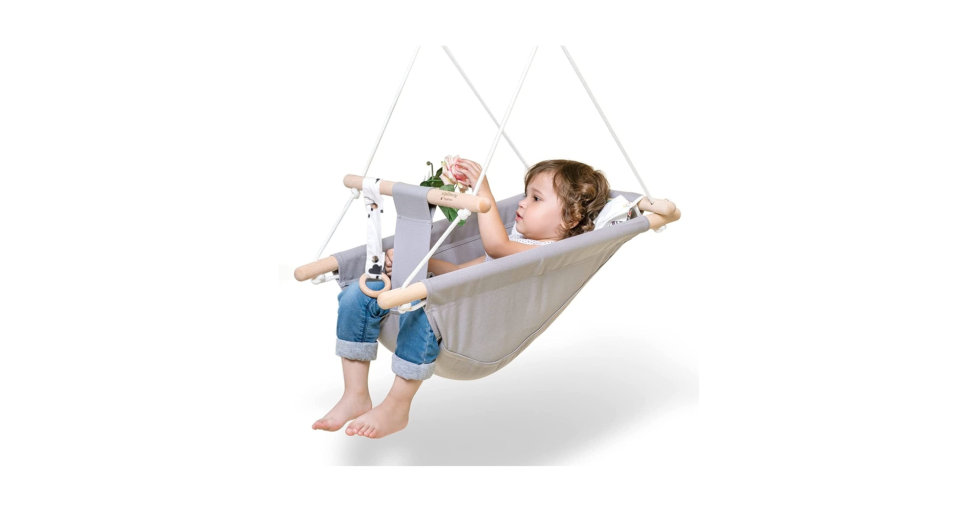 Mika子供用室内木製遊具 ブランコ&てつぼう付き水平段違い兄妹うん