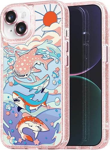 Miniatura 7 de Funda compatible con iPhone 15 Pro, bonita estética, funda para teléfono con protector de cámara, diseño de hongos femeninos con correa para la