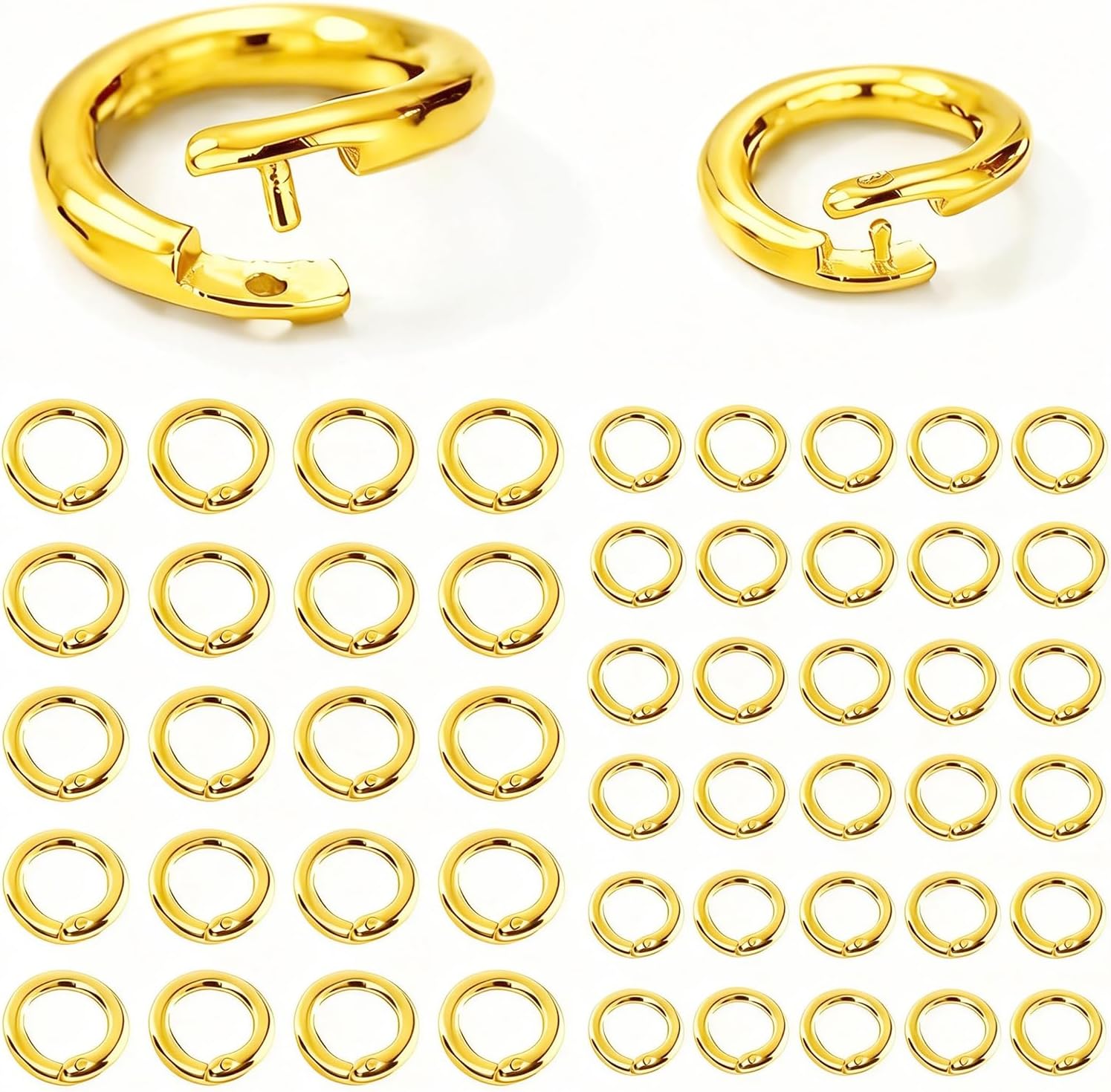 Anti-Loss Lock Jump Rings for Jewelry Making 2 (18K Gold & Silver Plated) | 50Pcs, For Heavy Duty, Thick, Locking, Charm & Earring Use