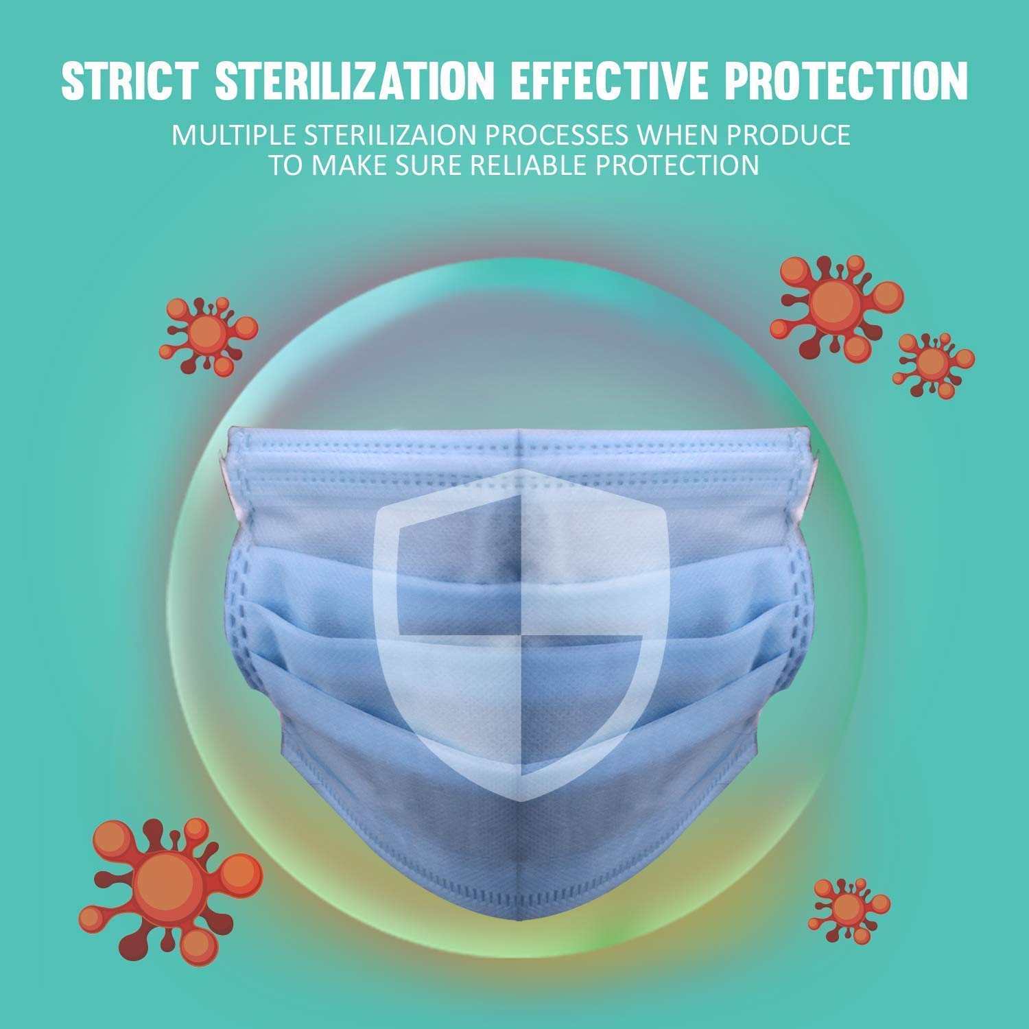 ORILEY AYURVEDA OA0016 3 Ply Surgical Face Mask Disposable 25 GSM BFE & PFE≥95% UV Sterilized CE Certified Skin Friendly Latex Free Fabric (100 Pcs) 3