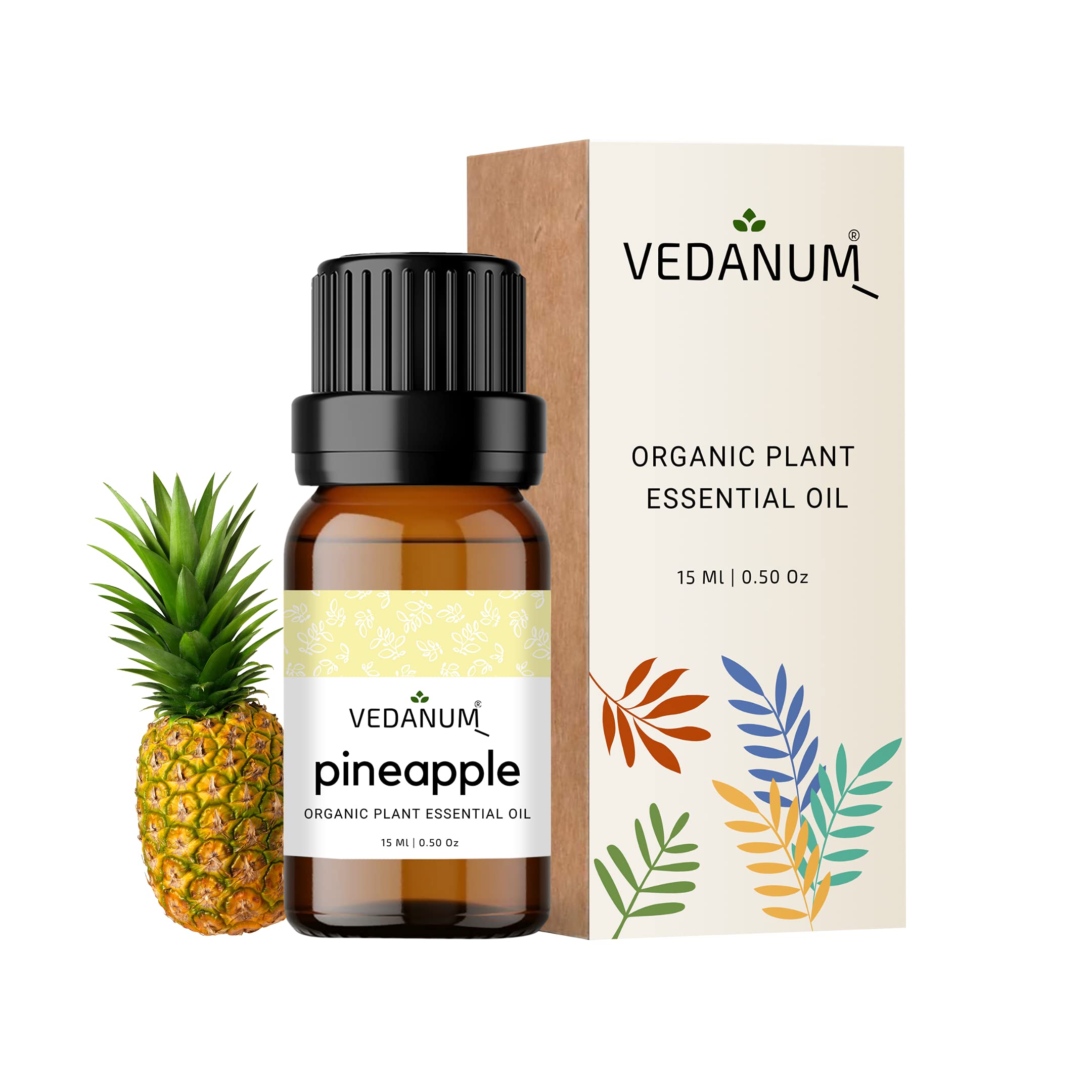 VEDANUM Premium Essential Oil for Aromatherapy, Oil Diffuser, Aroma Burner, Home D�cor Activities - 15 ML Organic Concentrate || (Pineapple)
