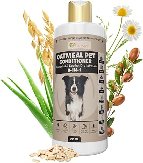 AROMAPET 8-in-1 Oatmeal Dog Conditioner Moisturizing Conditioner for Dogs with Oat Oil, Shea Butter, Coconut Oil & Argan Oil, Hypoallergenic Dog Conditioner for Itchy Skin & Dry Coats, 475mL