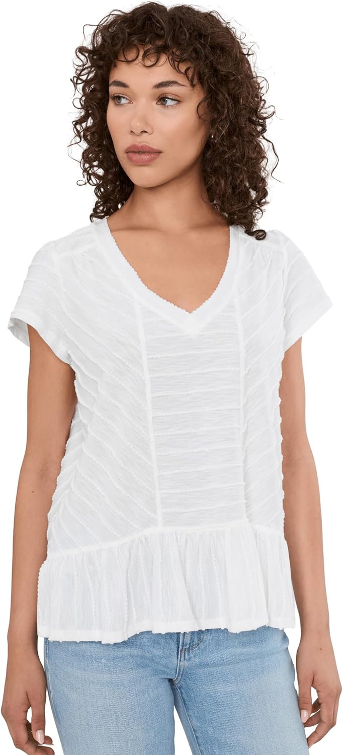 Liverpool Los Angeles Short Sleeve V-Neck Knit Top with Miter Detail