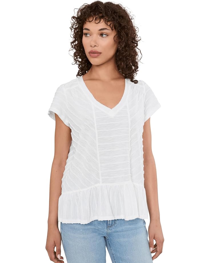 Liverpool Los Angeles Short Sleeve V-Neck Knit Top with Miter Detail - Main View