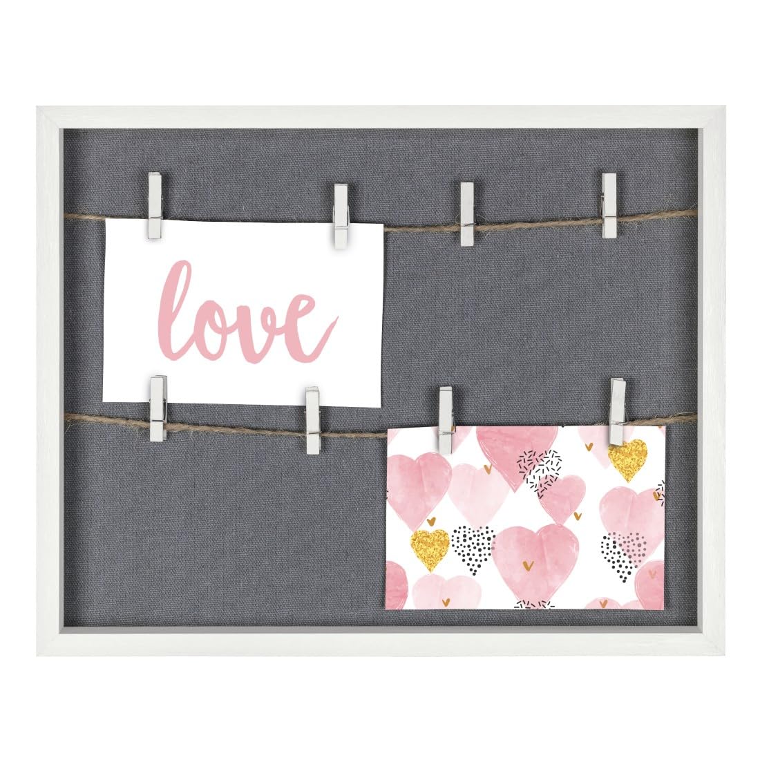 Hama Photo Frame with Cord and Clips 29.5 x 36.5 cm (Picture Frame for Hanging Landscape, Perfect for Money Gift, Wedding, Baptism, Birthday Decoration) White โ image 1