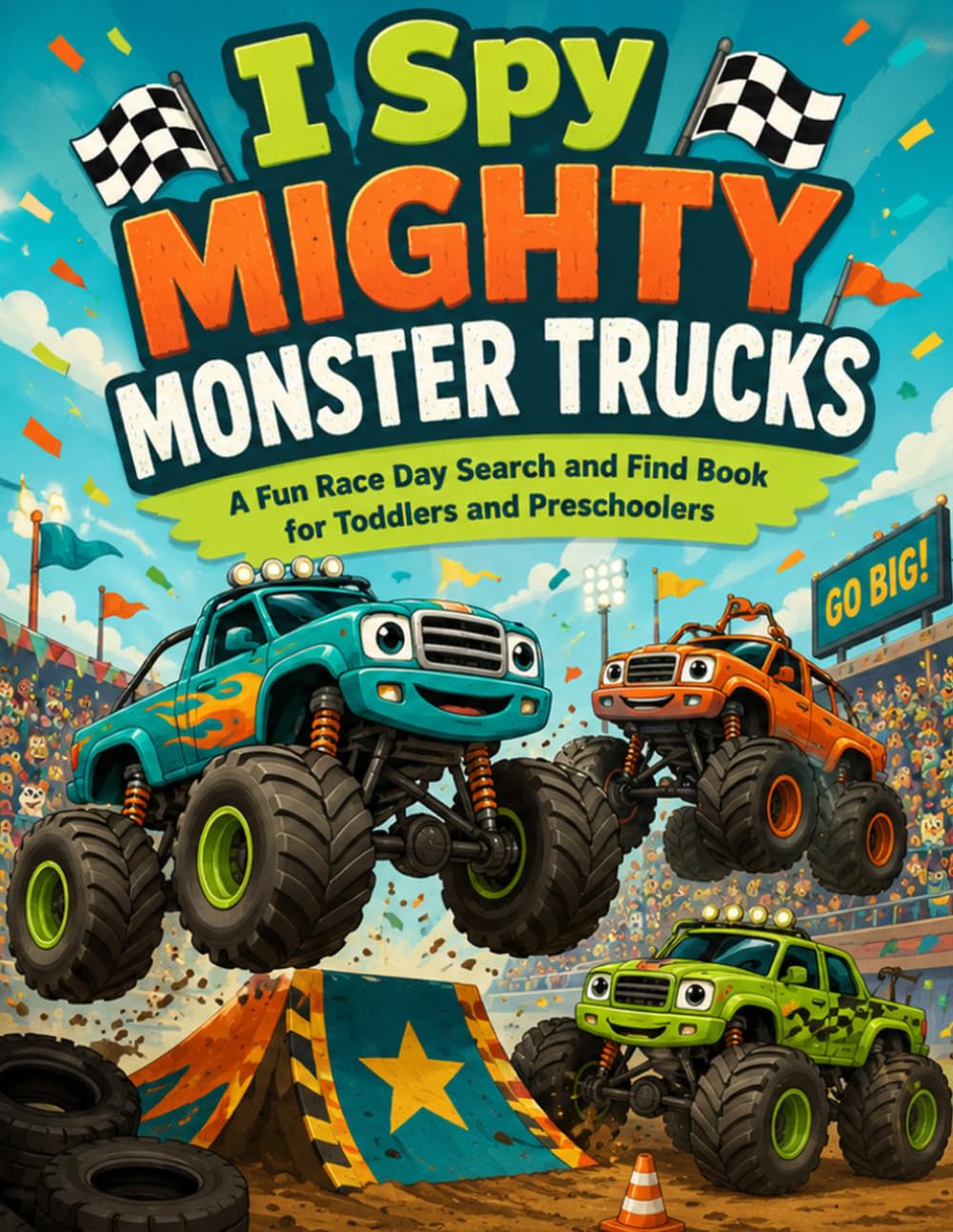I Spy Mighty Monster Trucks; A Fun Race Day Search and Find Book for Toddlers and Preschoolers