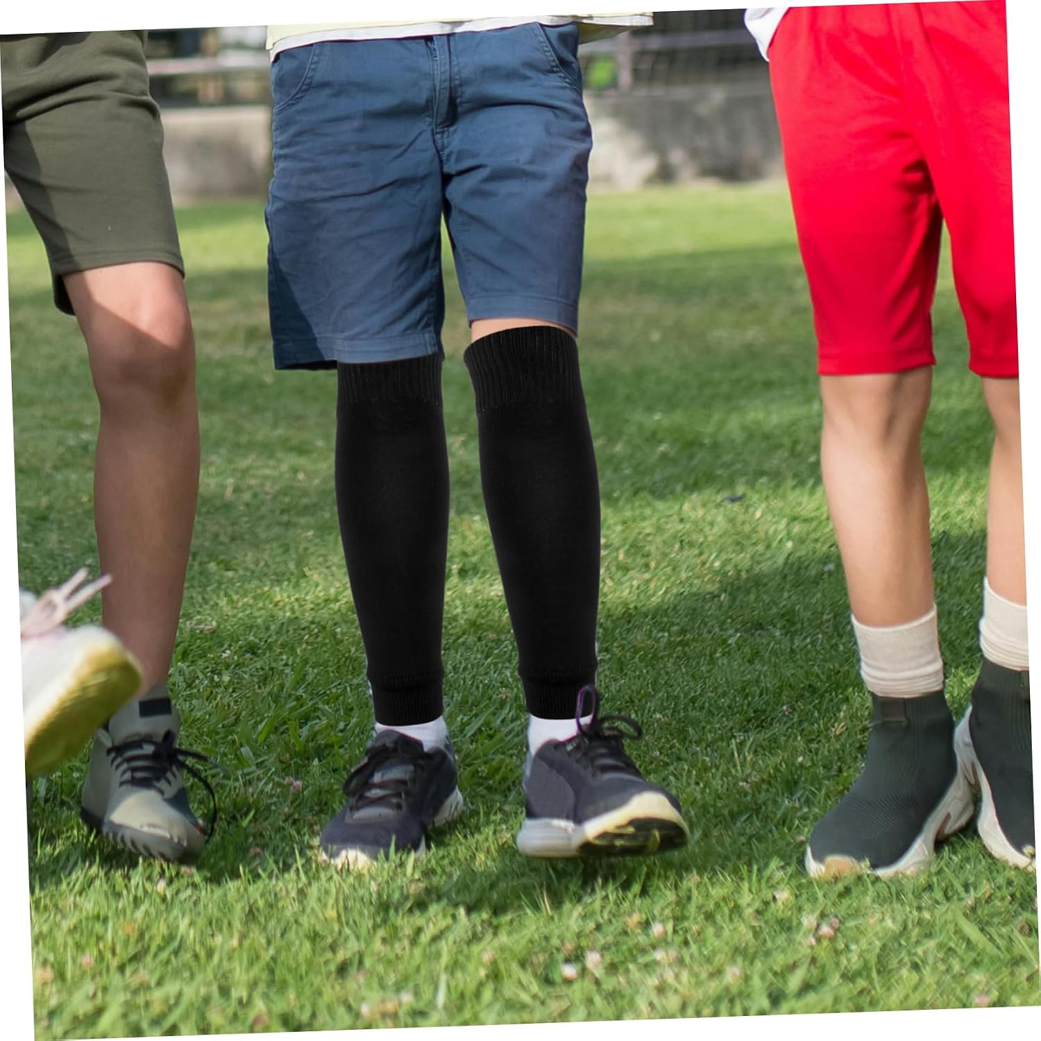 3pairs Compression Calf Sleeves for Men Breathable Knitted Shin Guard Sleeves Leg Muscle Support for Running and Soccer Black White
