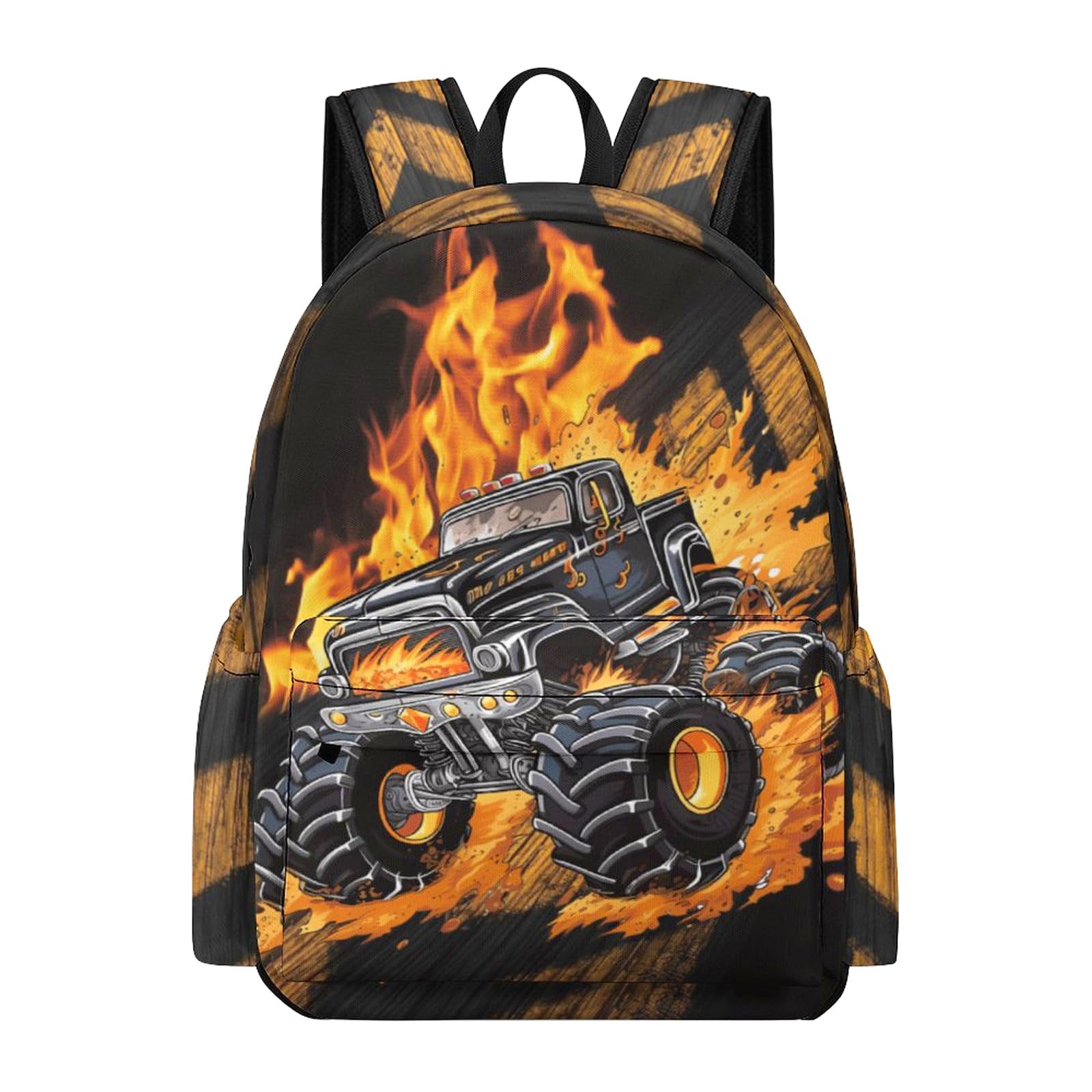 VIVIDSATCH Monster Truck Backpack, Toddler Backpacks, 16.5 Inch, Black, Cartoon, Modern, School Backpacks for Kids, Boys