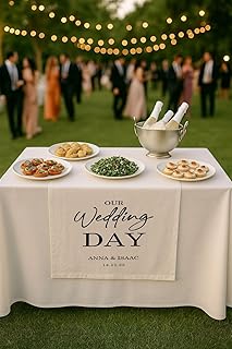 12 Engagement Party Table Decor Ideas That Feel Thoughtful 42 Elegant Minimal Luxury Minimal Serif Personalized Wedding Table Runner, ...