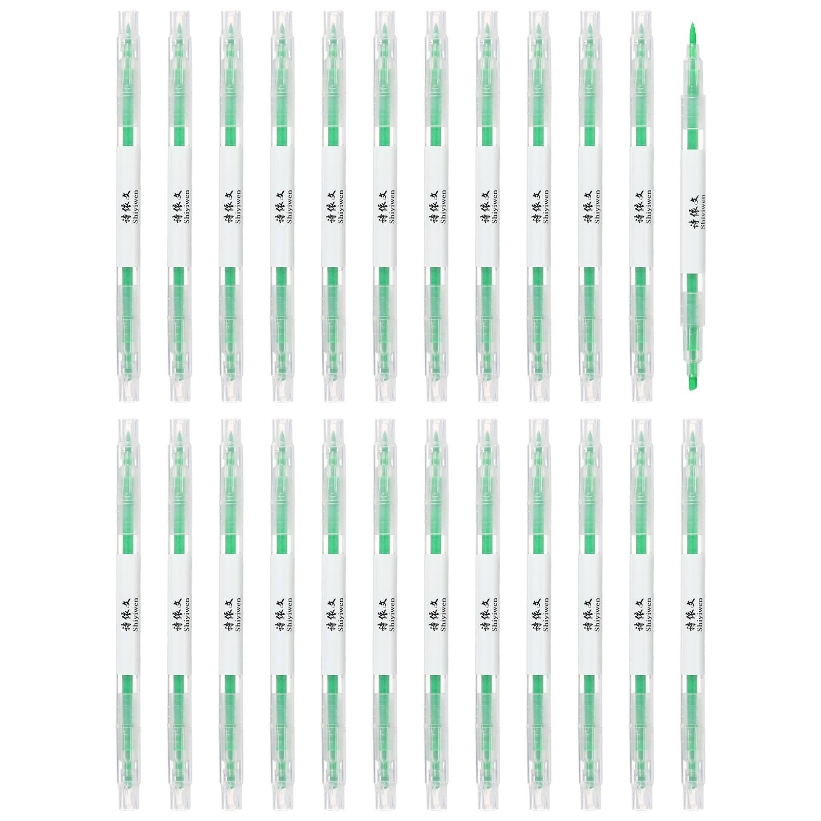 PATIKIL Highlighter Pen, 24 Pack Double Ended Highlighter Broad and Fine Tips Marker Pens Studying Supplies for Office Home Daily Use, Green