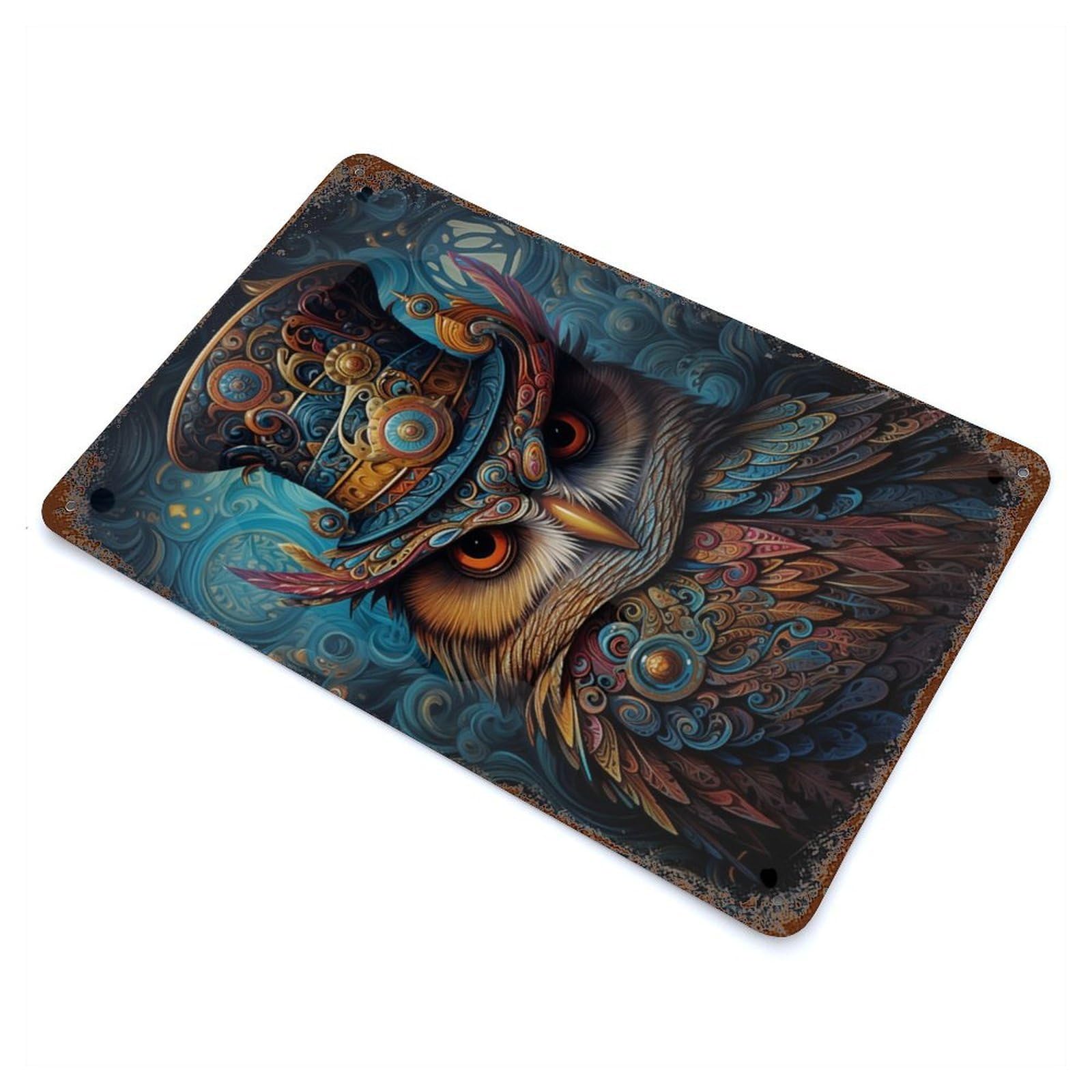 The Clockwork Guardian Retro Metal Sign 11.8"x7.9", Vintage Wall Decor for Garage, Pub Or Kitchen