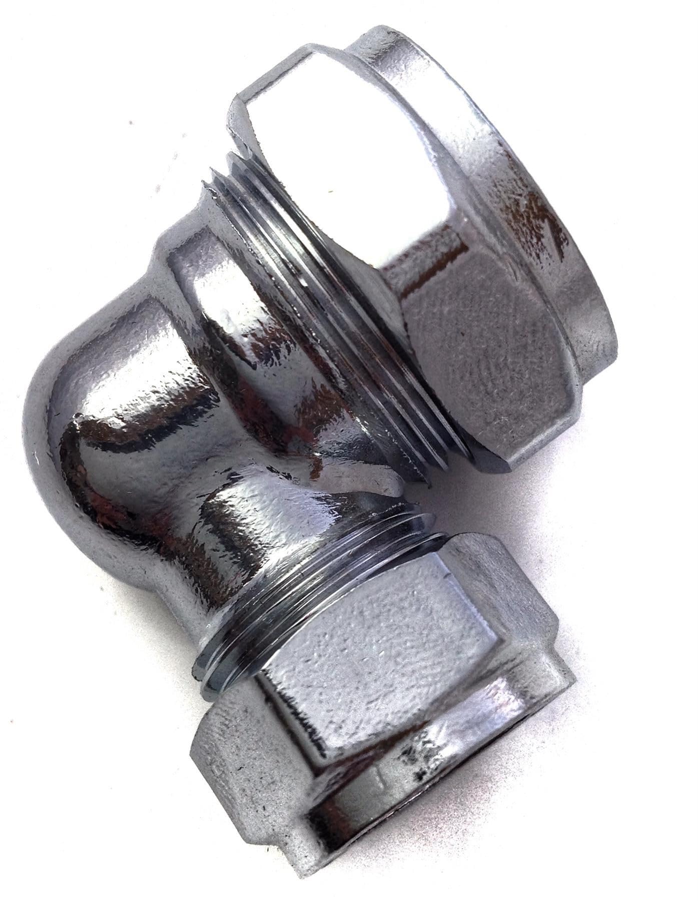 22mm x 15mm Compression Chrome Plated Reducing Elbow (Known as Plumbing Fittings/Chrome Compression Elbow/Chrome Pipe Fittings/Chrome Elbow/reducing Elbow)