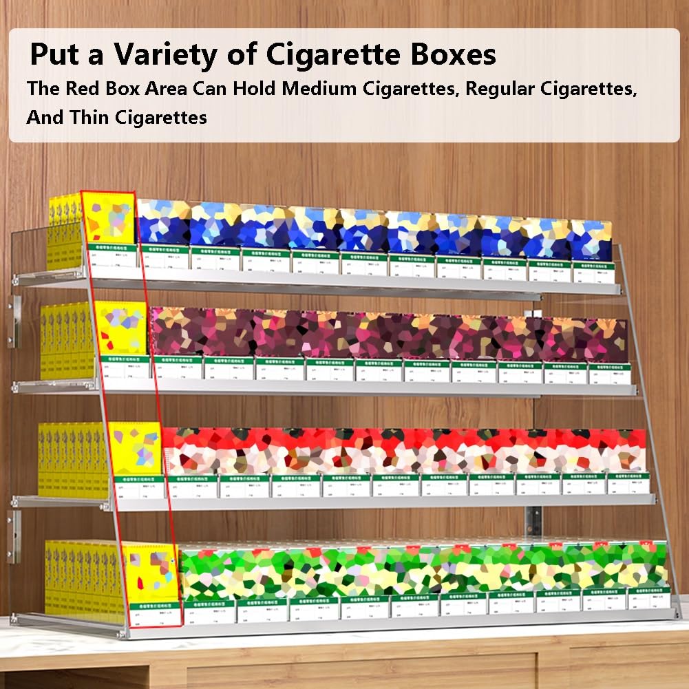 Présentoir à cigarettes mural transparent avec poussoir automatique – Présentoir pour magasins de proximité et magasins, 38 x 26,5 x 6 cm | Vitrine optimale pour une meilleure visibilité et vente
