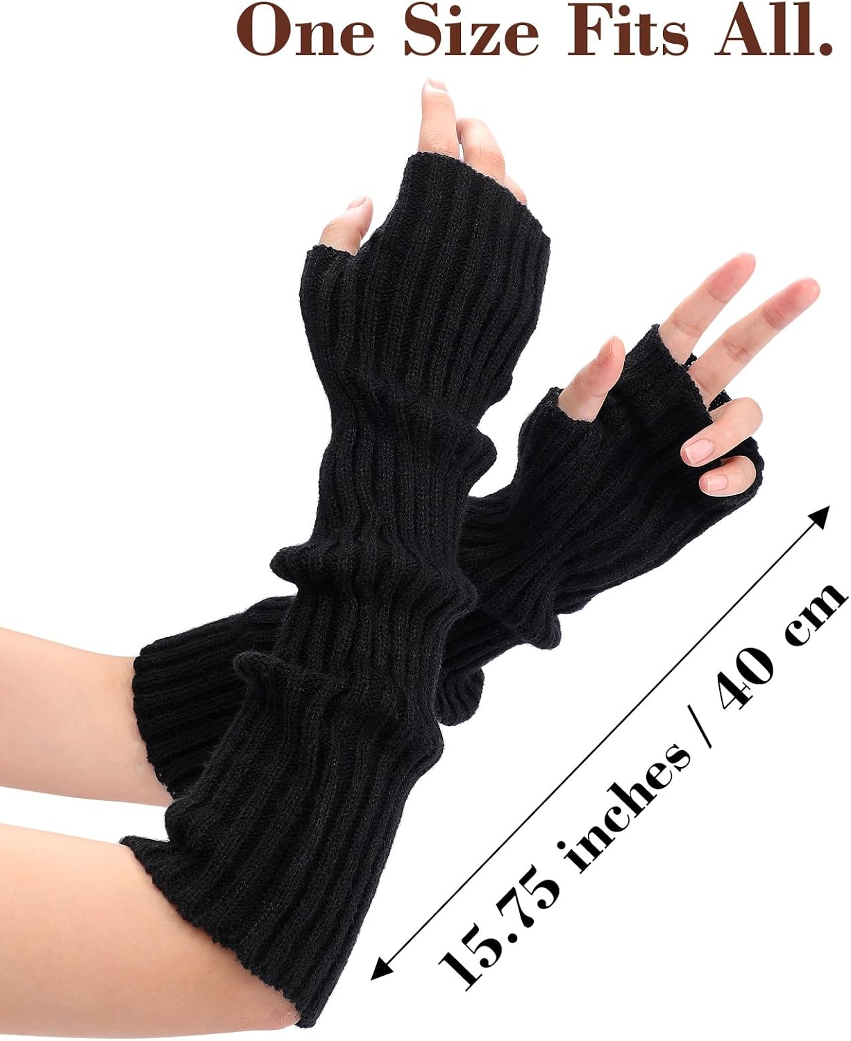 Arm Warmers - Women's Long Fingerless Cashmere Blended Knitted Y2K Arm Warmers