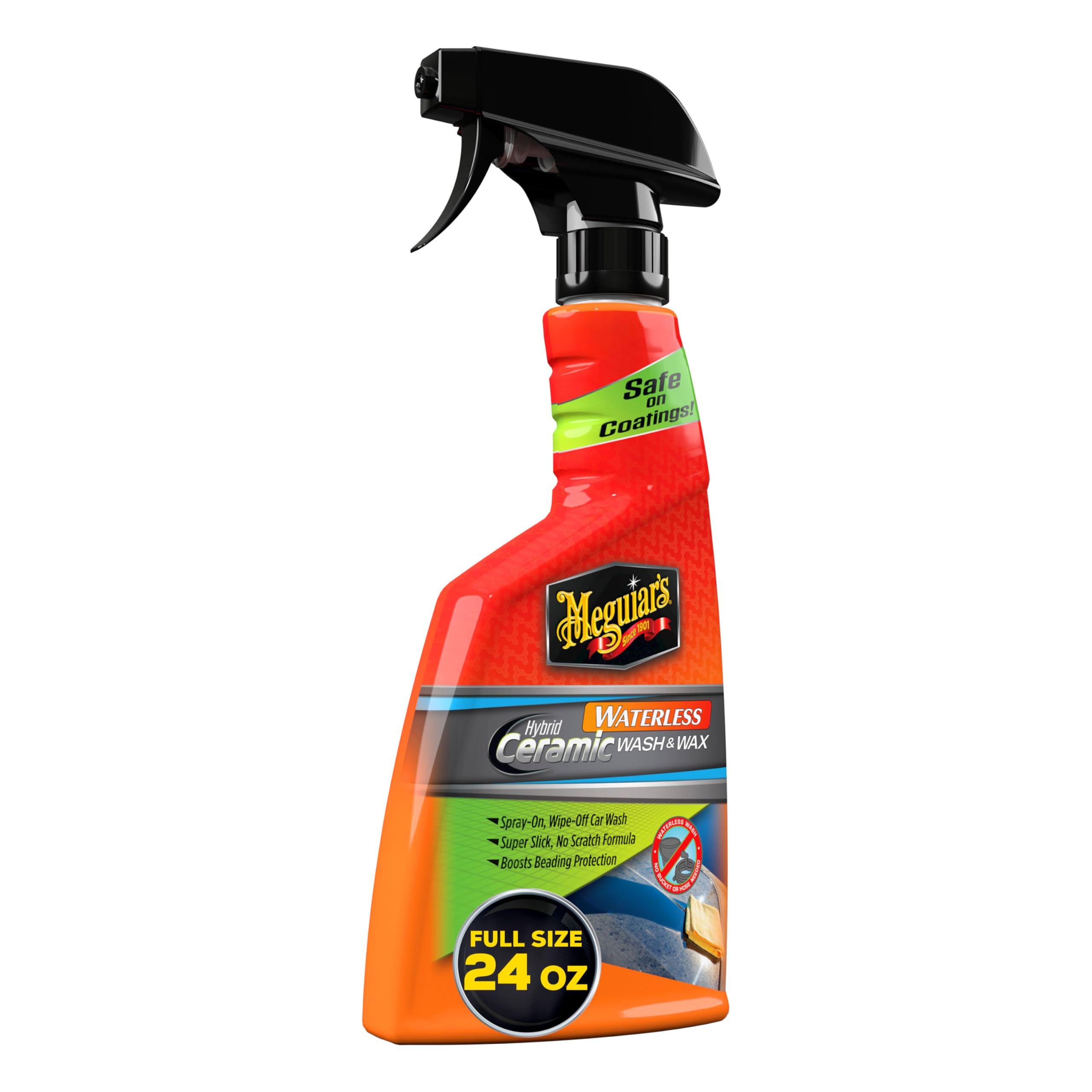 Meguiar’s Hybrid Ceramic Waterless Wash & Wax - Trockenwäsche & Wachsspray - Waschen ohne Wasser mit Keramikwachsschutz, Glatte Schutzschicht - Kratzfreie Formel für mehr Glanz, 710ml, G251024EU