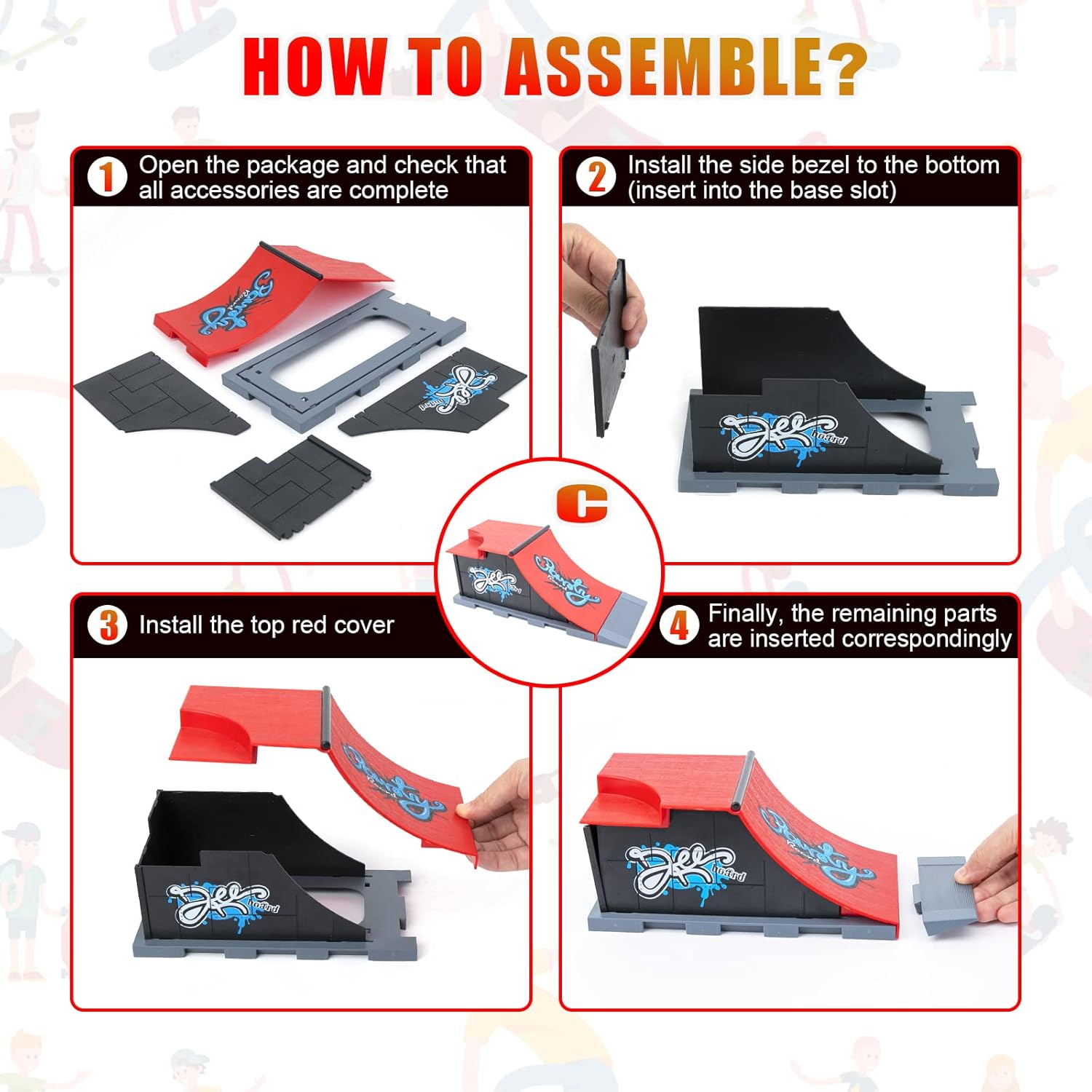 Buy Fingerboard Ramps, WETONG Finger Skateboard Ramp Set Toy with Mini